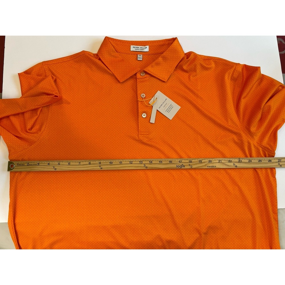 NEW Peter Millar Tesseract Jersey Polo Mens XXL Summer Comfort Orange Stretch - Picture 7 of 8